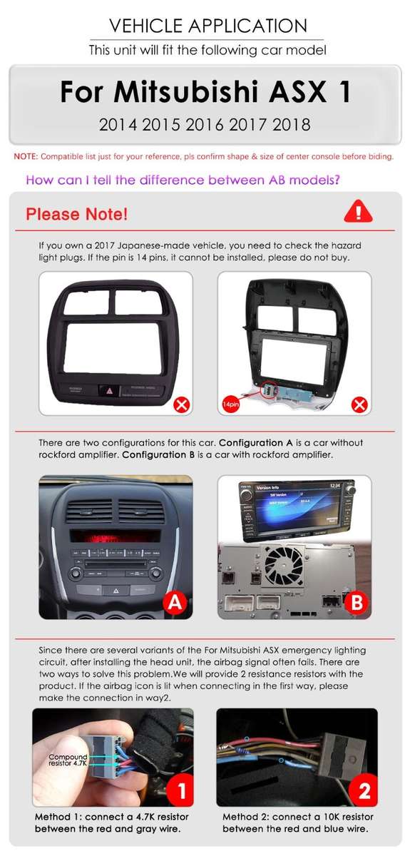 10.1" Android12 Carplay Radio GPS AUX Stereo For 2014-2018 Mitsubishi ASX1 RDS