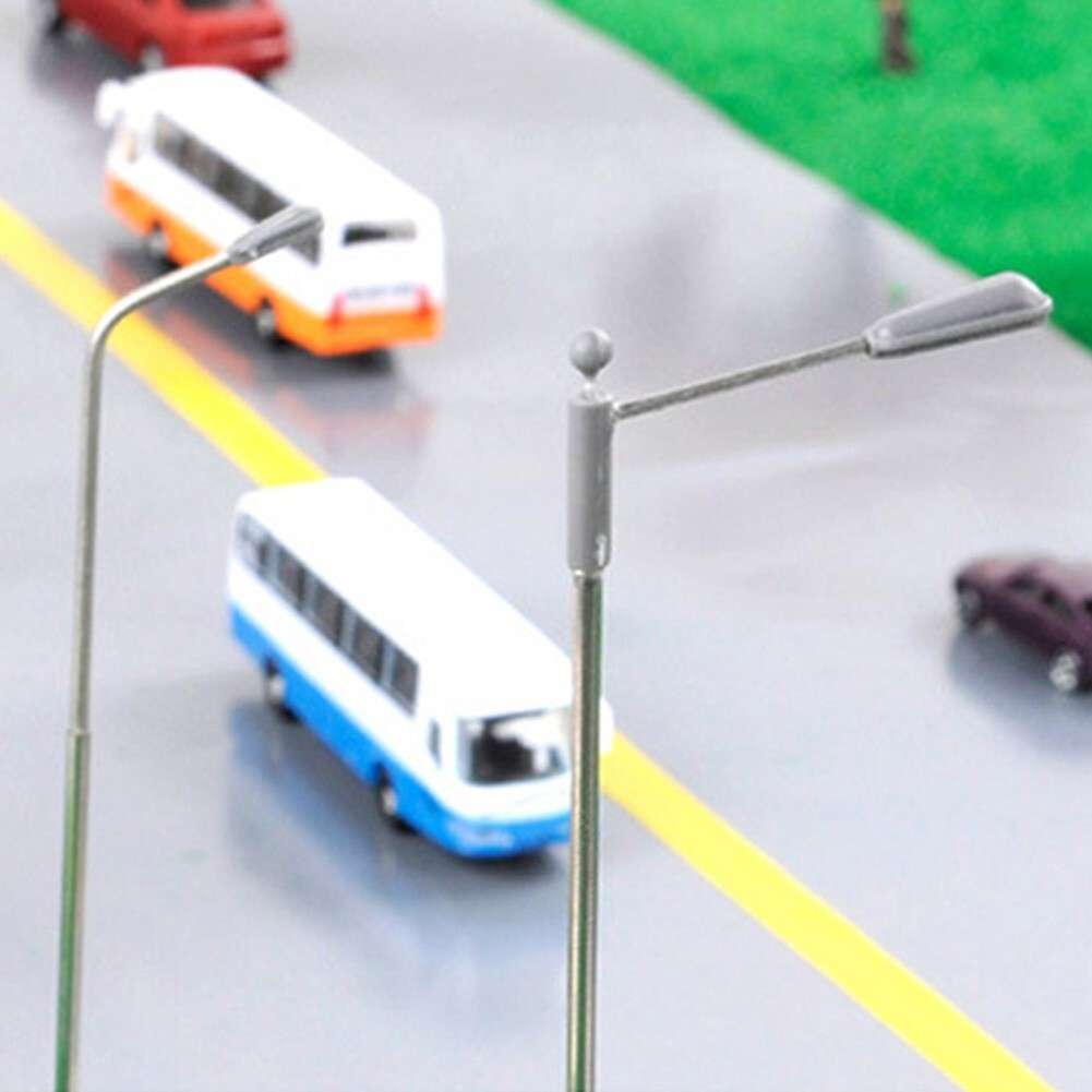 10X O Scale Model Trains Metal Light Poles Wired LED Lighted Street Lamps