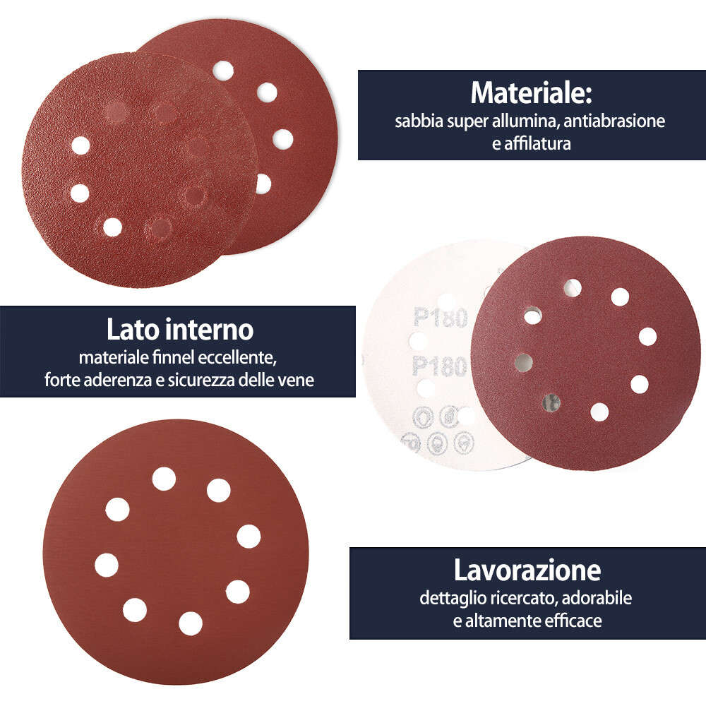 100pcs 5in 125mm Sandpaper Sanding Discs Hook Loop Sanding Paper Buffing Sheet