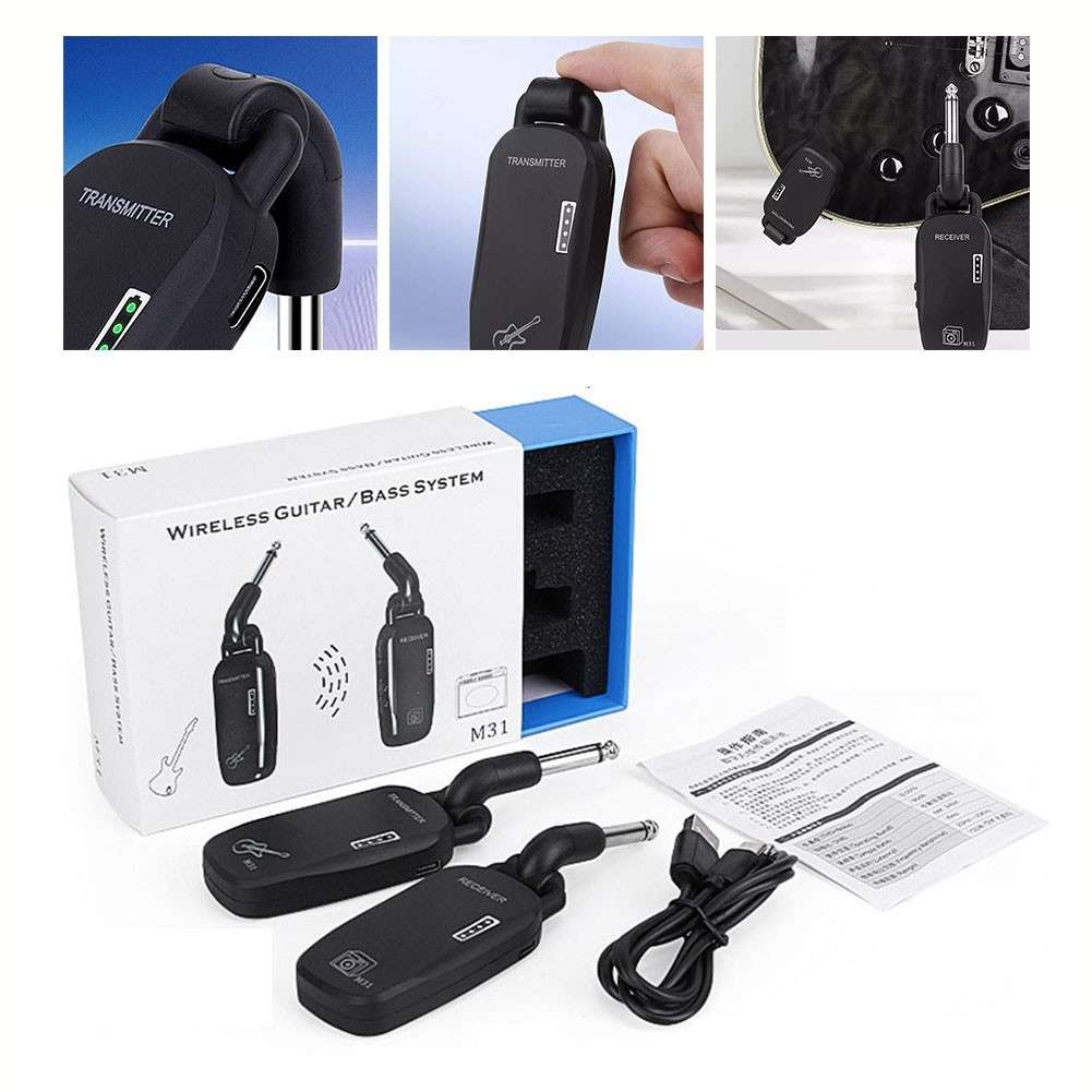 Rechargeable Wireless Guitar System Long Battery Life Exceptional Sound Quality