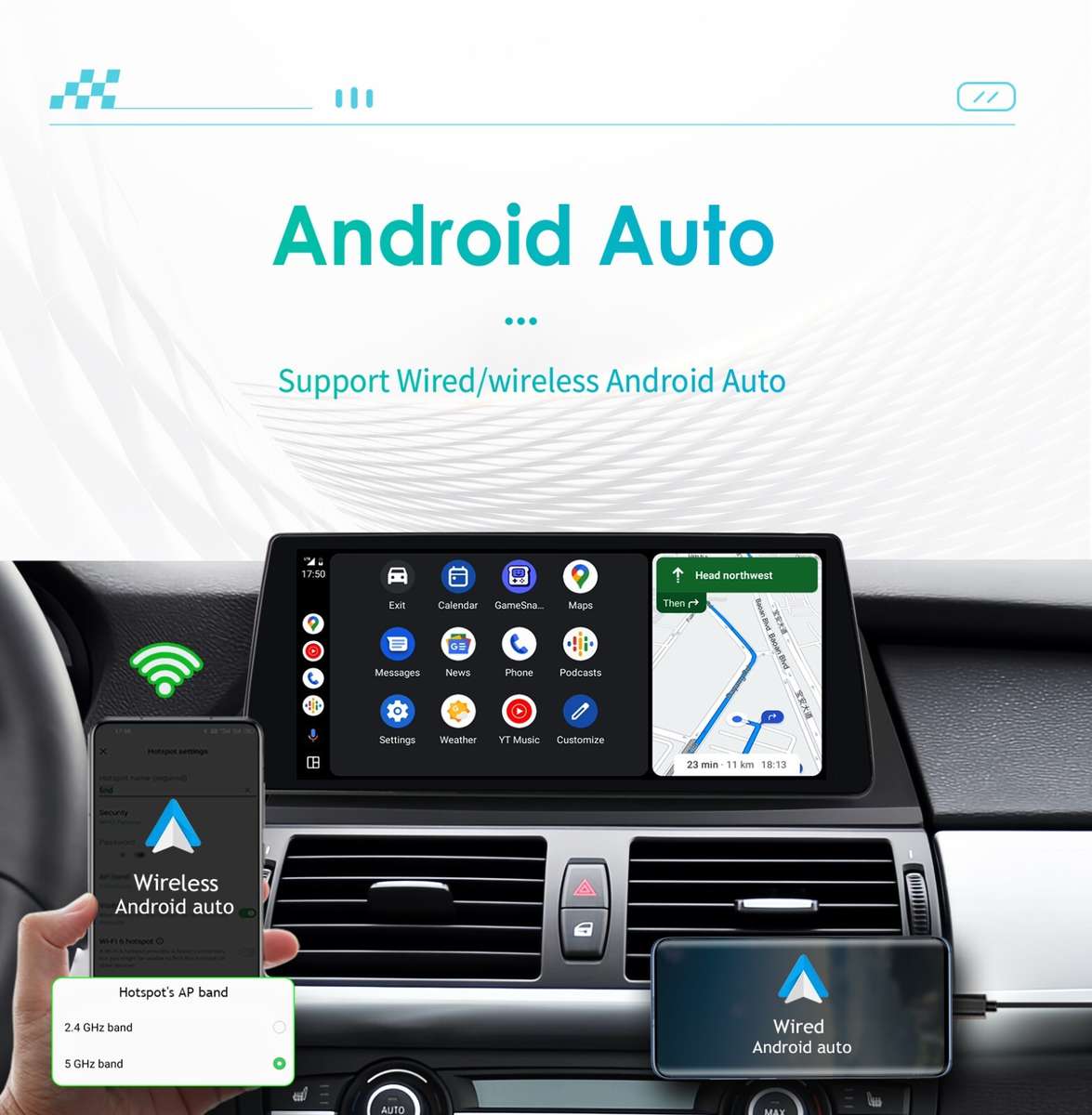 10.25" Car GPS Radio 8Core For BMW X5 X6 E70 E71 CIC Android 13 Wireless CarPlay