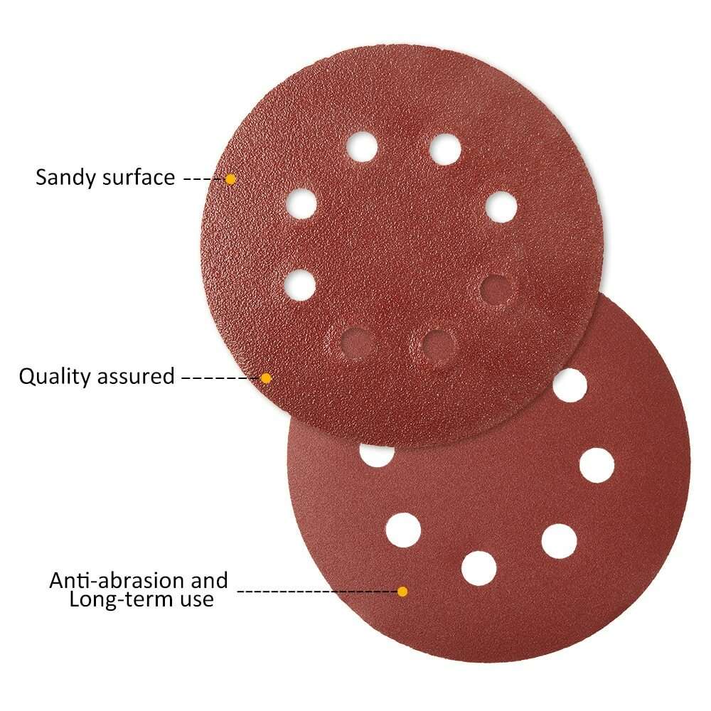 100pcs 5in 125mm Sandpaper Sanding Discs Hook Loop Sanding Paper Buffing Sheet
