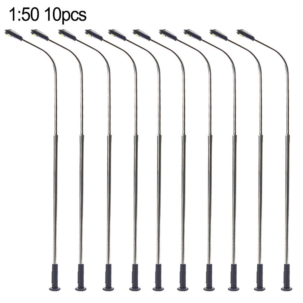 10X O Scale Model Trains Metal Light Poles Wired LED Lighted Street Lamps