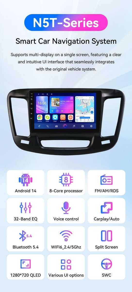 4+64GB Android 14 Carplay Stereo Radio GPS 8Core For 2015-2019 Chrysler 200 200C