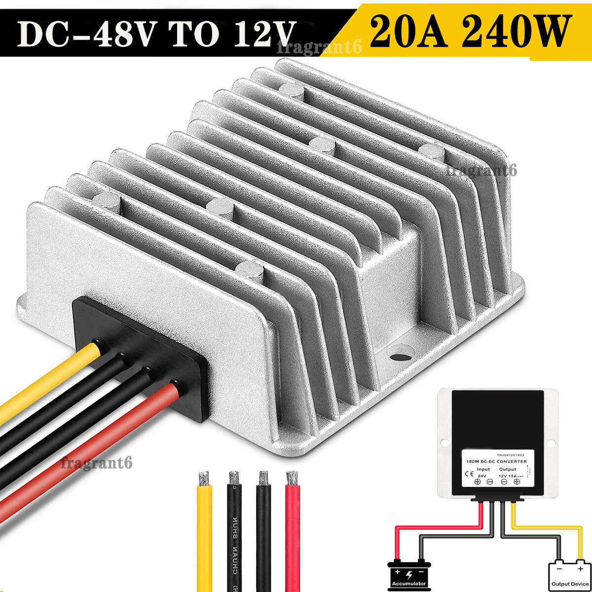 Converter Regulator Reducer DC 48V to DC 12V 20A 240W Waterproof Transformer