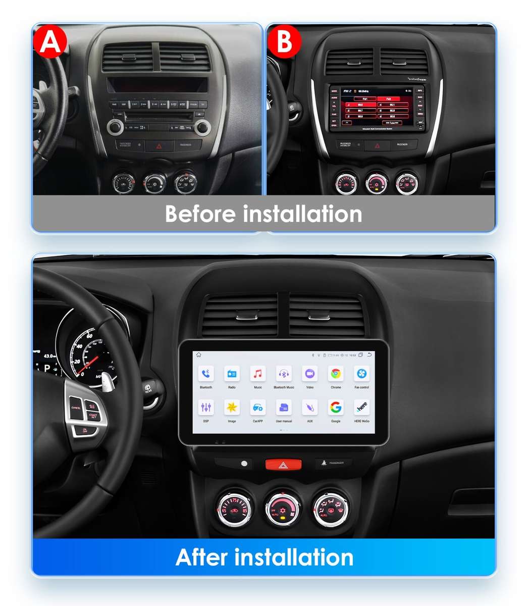 10.1" Android12 Carplay Radio GPS AUX Stereo For 2014-2018 Mitsubishi ASX1 RDS