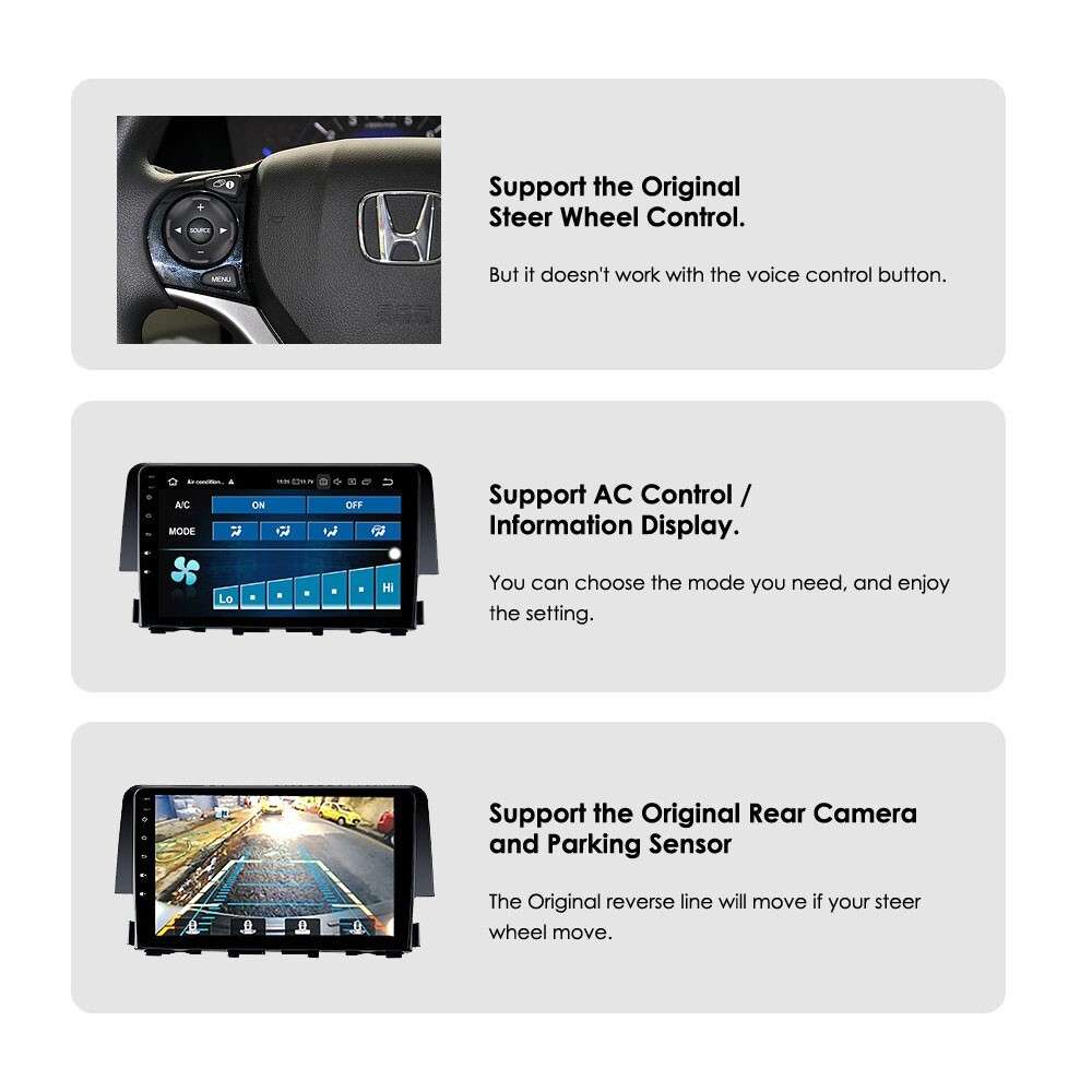 8-Core Android 13 Car Stereo Radio 9" for Honda Civic 2016-2021 CarPlay GPS DSP