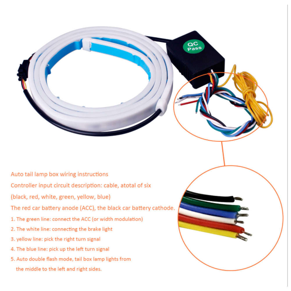 Tailgate Car Trunk LED Strip Tail Light Running Rear Brake Reverse Turn Signal Lamp