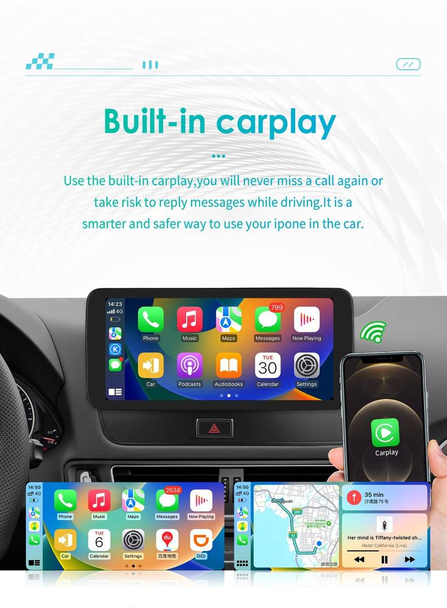 Android 8Core 10.33''CarPlay For Audi Q5 2009-2016 Car HeadUnit Player GPS Radio