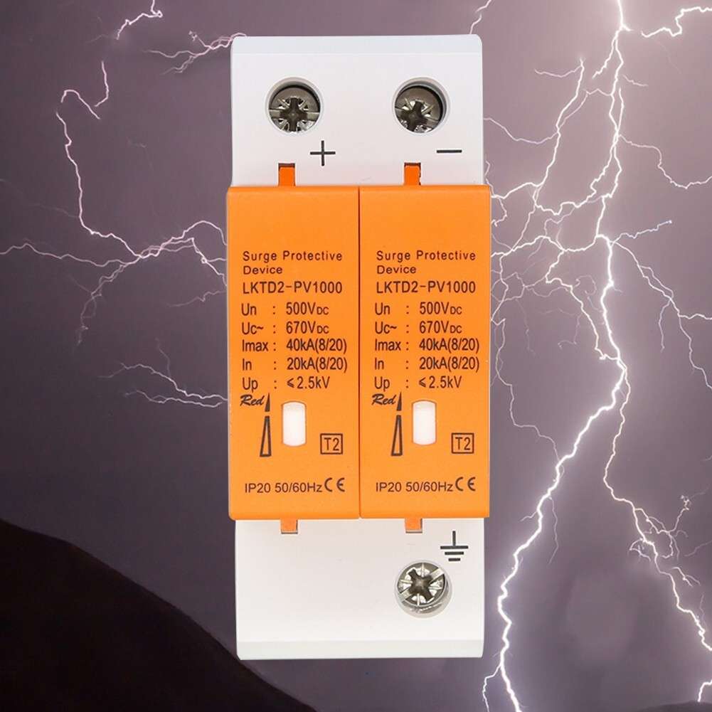 Effective Surge Protector For Solar Panels 2P DC500V 40KA DIN Rail Installation