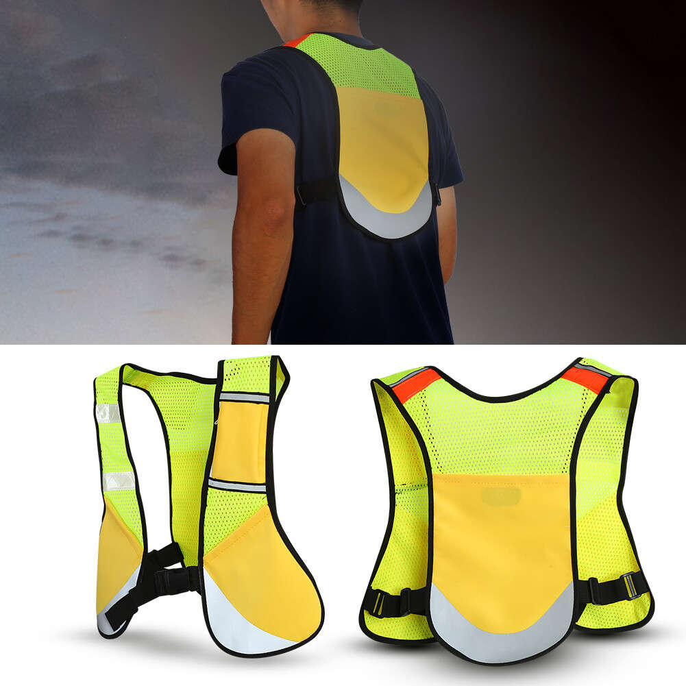 (Yellow)Night Sporting Reflective Cycling Running Vest Hiking Jacket CH