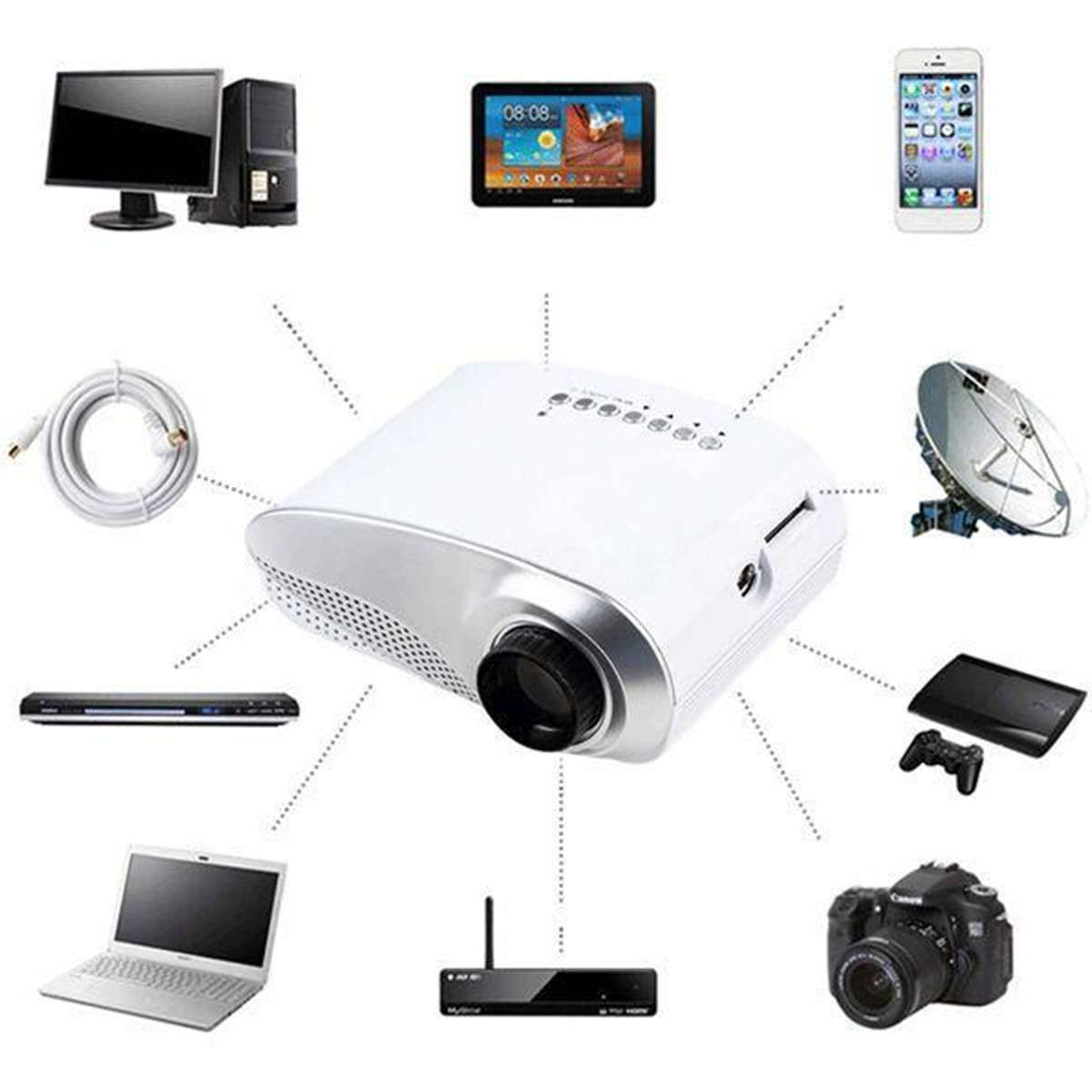 3D Full HD 1080P Mini Projector LED Multimedia Home Theater USB VGA HDMI TV