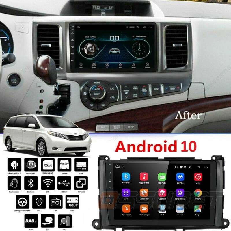 9'' Toyota Sienna 2010-2014 Android 10 Car Stereo Radio GPS Navigation Quad-Core