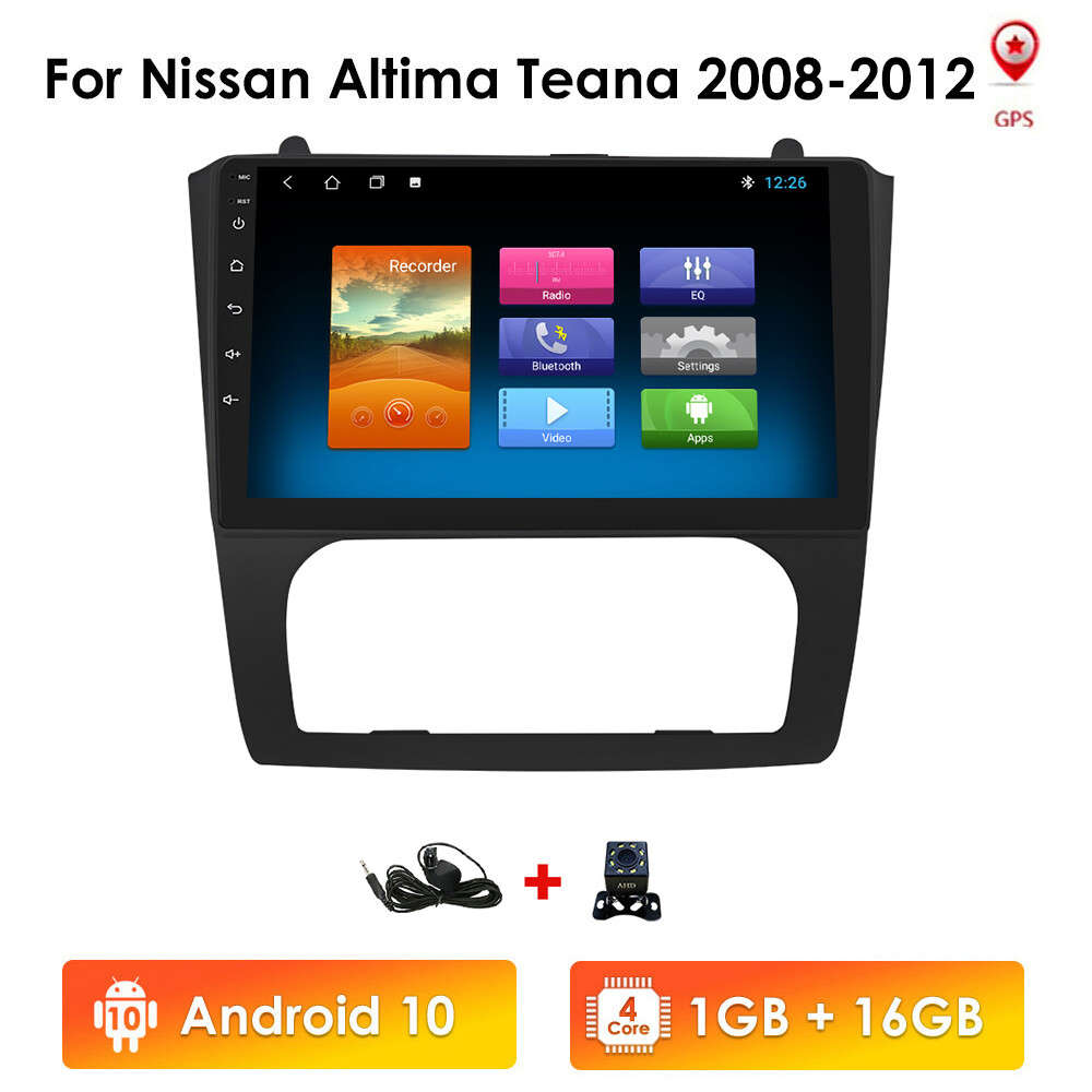 Camera+9" GPS Car Radio Android 10 For Nissan Altima Teana 2008-2012 Auto A/C BT
