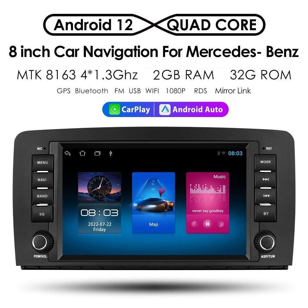 For Mercedes Benz R-Class W251 2006-2013 Android 12 Car Stereo Radio GPS CarPlay