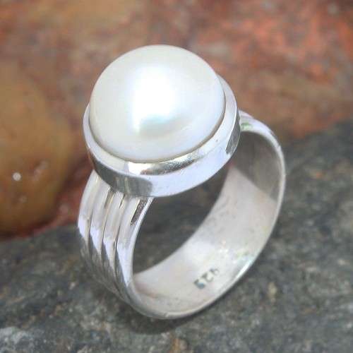 Sterling Silver Handmade Pearl Ring Size 9