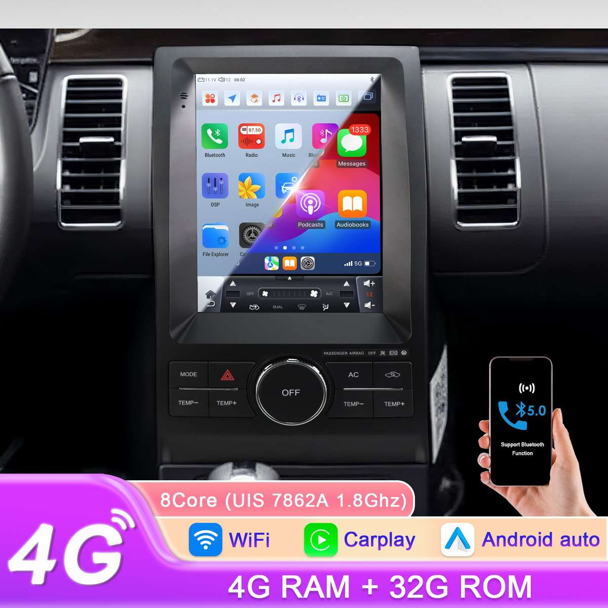 9.7" Carplay Car Stereo 8Core For Ford Taurus 2011-2018 DSP Radio Android 14 GPS