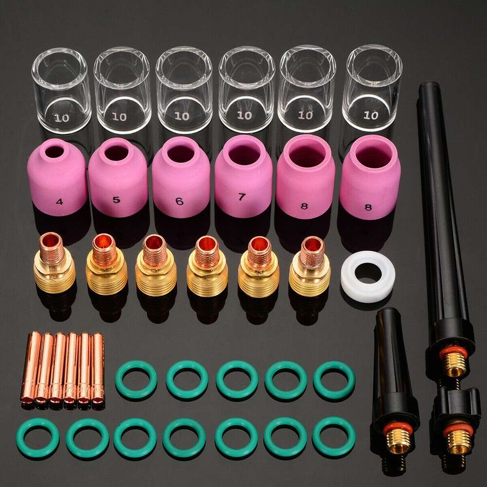 40x/set TIG Welding Torch Collet Gas Lens Glass Cup Kit For WP-9/20/25