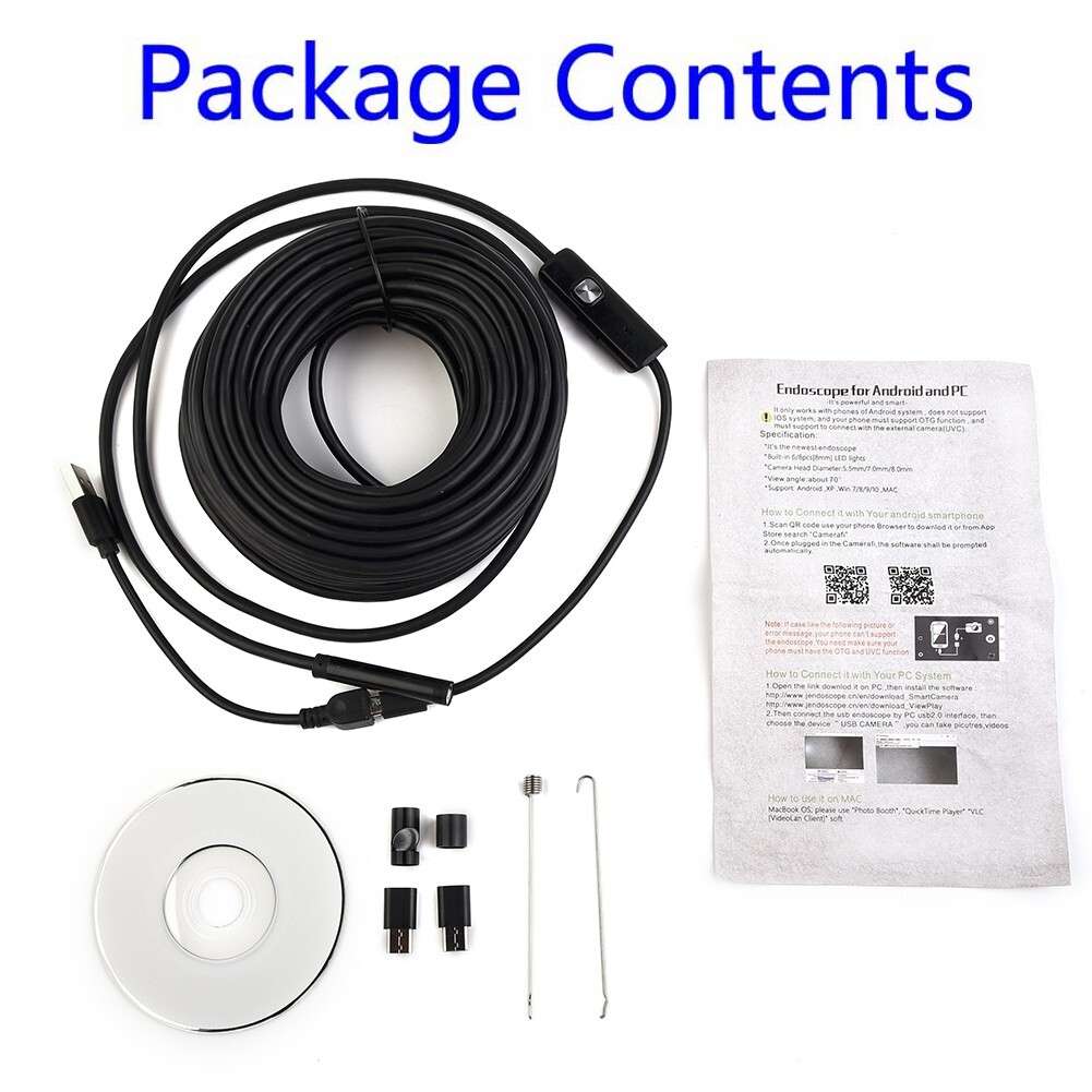 50 FT Pipe Inspection Camera USB Video Sewer Drain Cleaner,Waterp