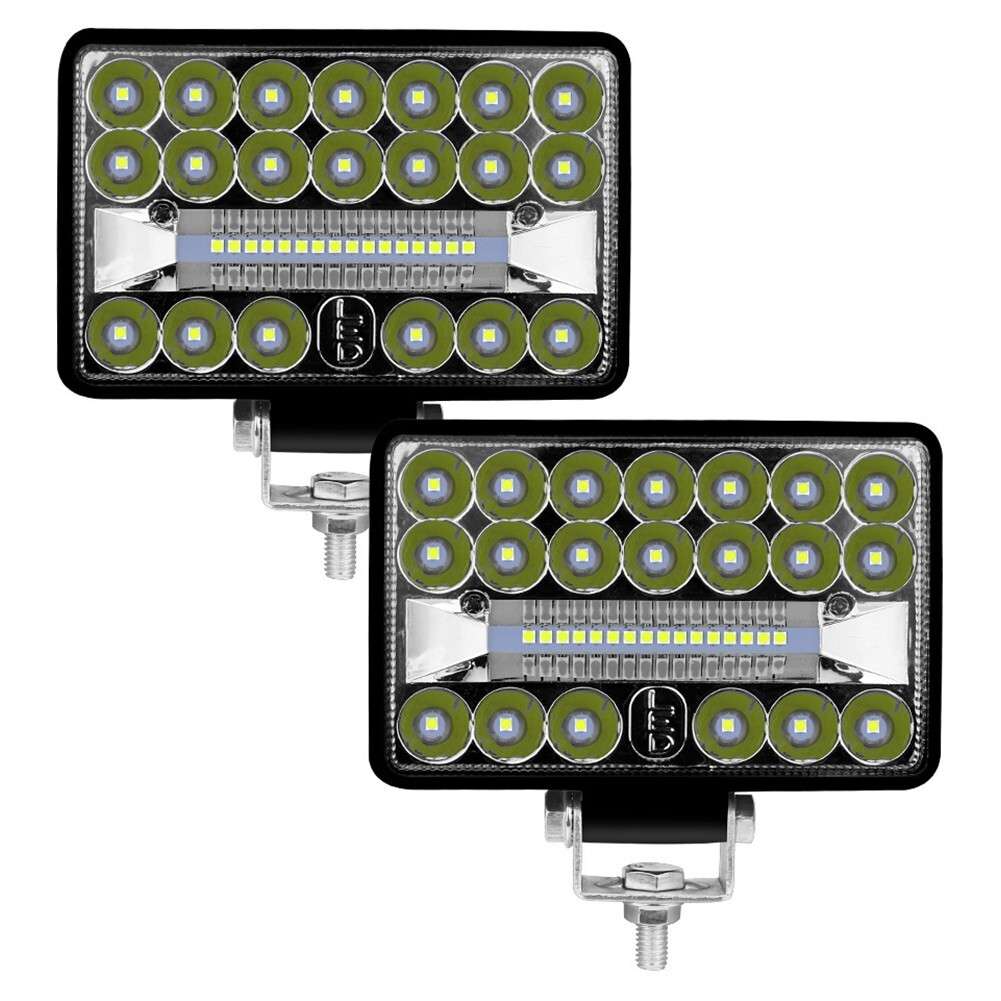2x 60W 3X5 Inch Chrome Rectangular LED Headlights Replacement High Brightness