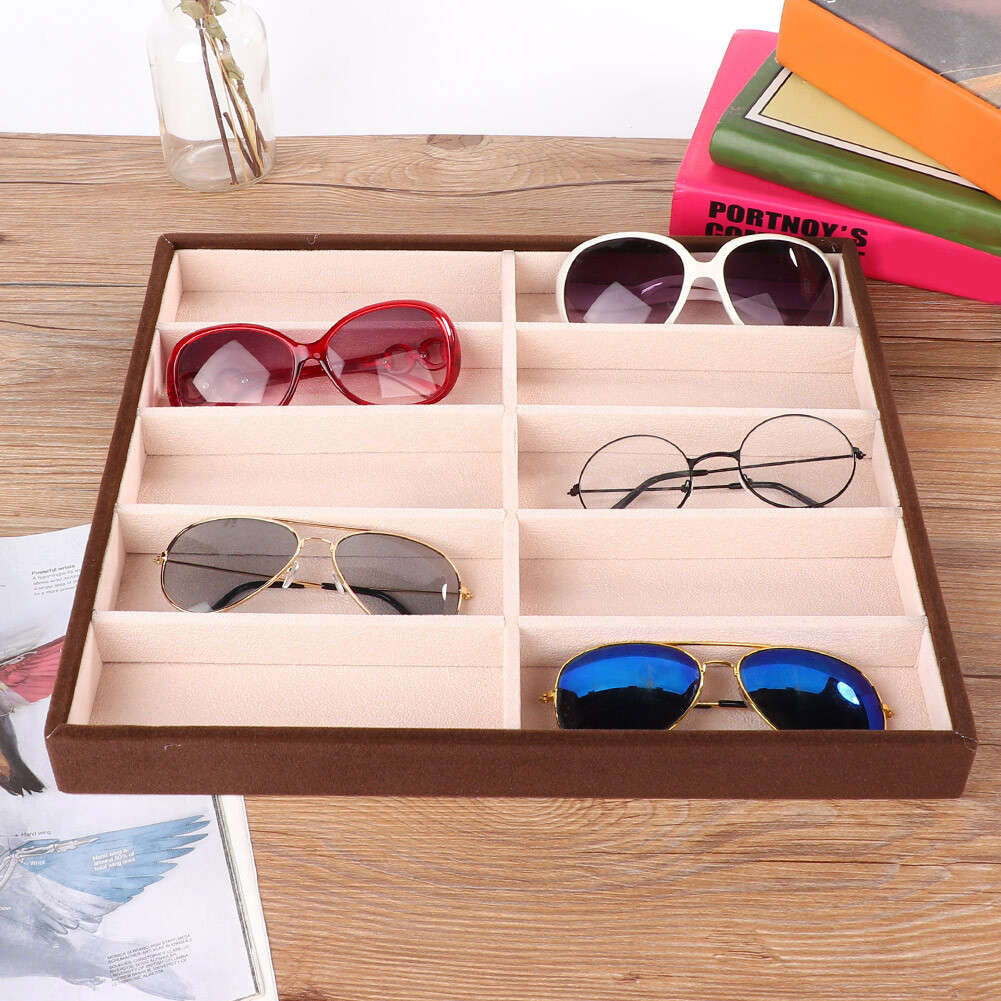 Sunglass Box 10 Grids Modern Glasses Organizer Eyeglass Display Storage Case CHW