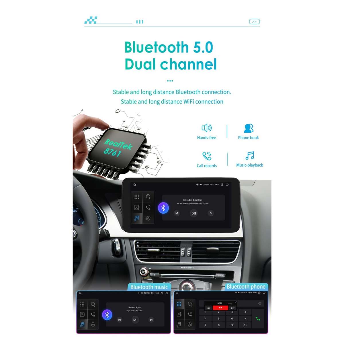 10.33"for AUDI A4 A5 2009-15 Android 12 TouchScreen Radio Carplay Wifi DSP 8Core