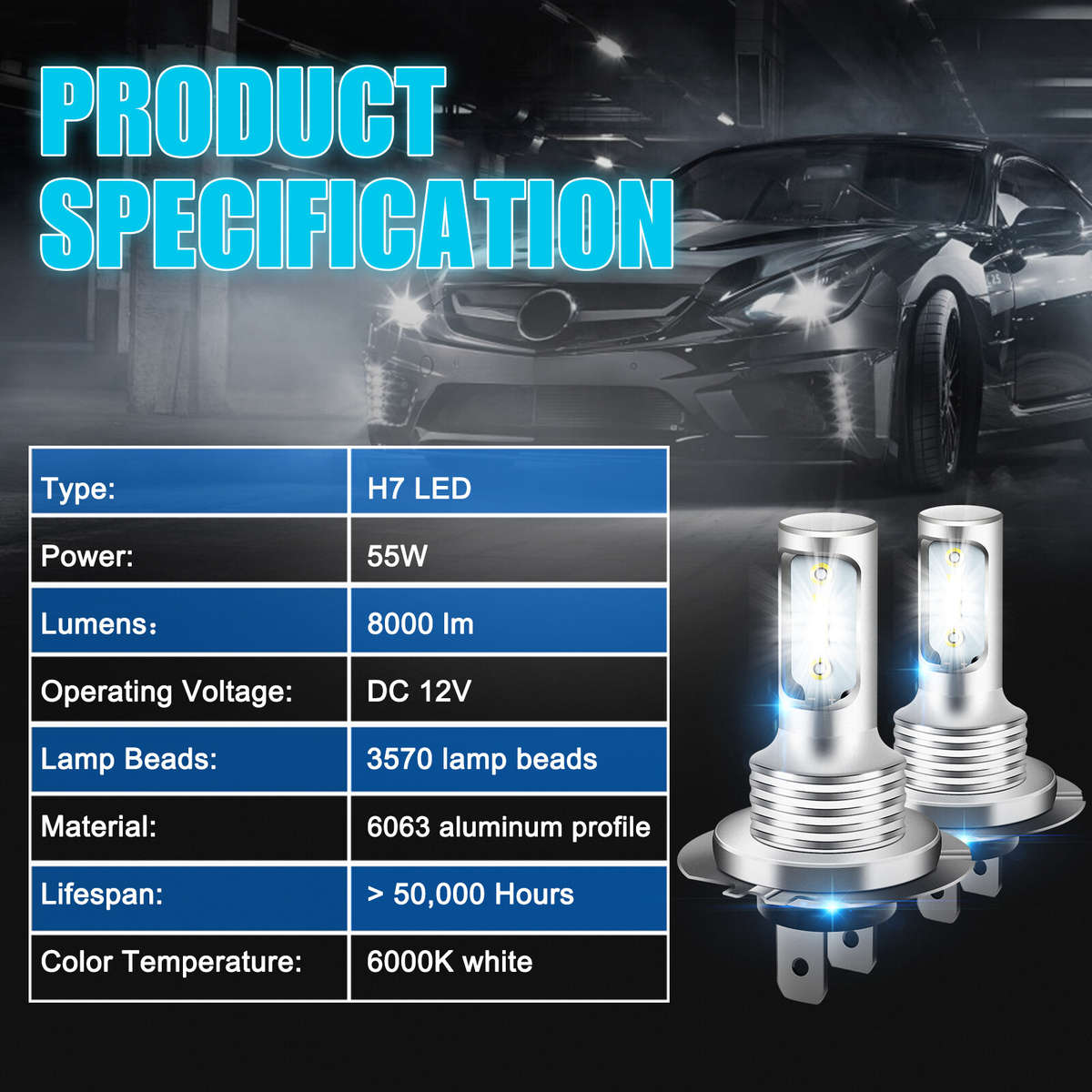 4x H7 LED Headlight Bulb Kit High Low Beam 220W 32000LM Super Bright 6000K White