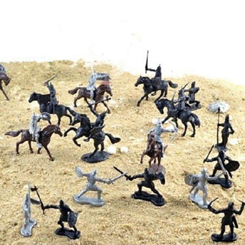 28pcs/set Medieval Knights Soldiers Cavalry Horses Warriors Figure Model Toy