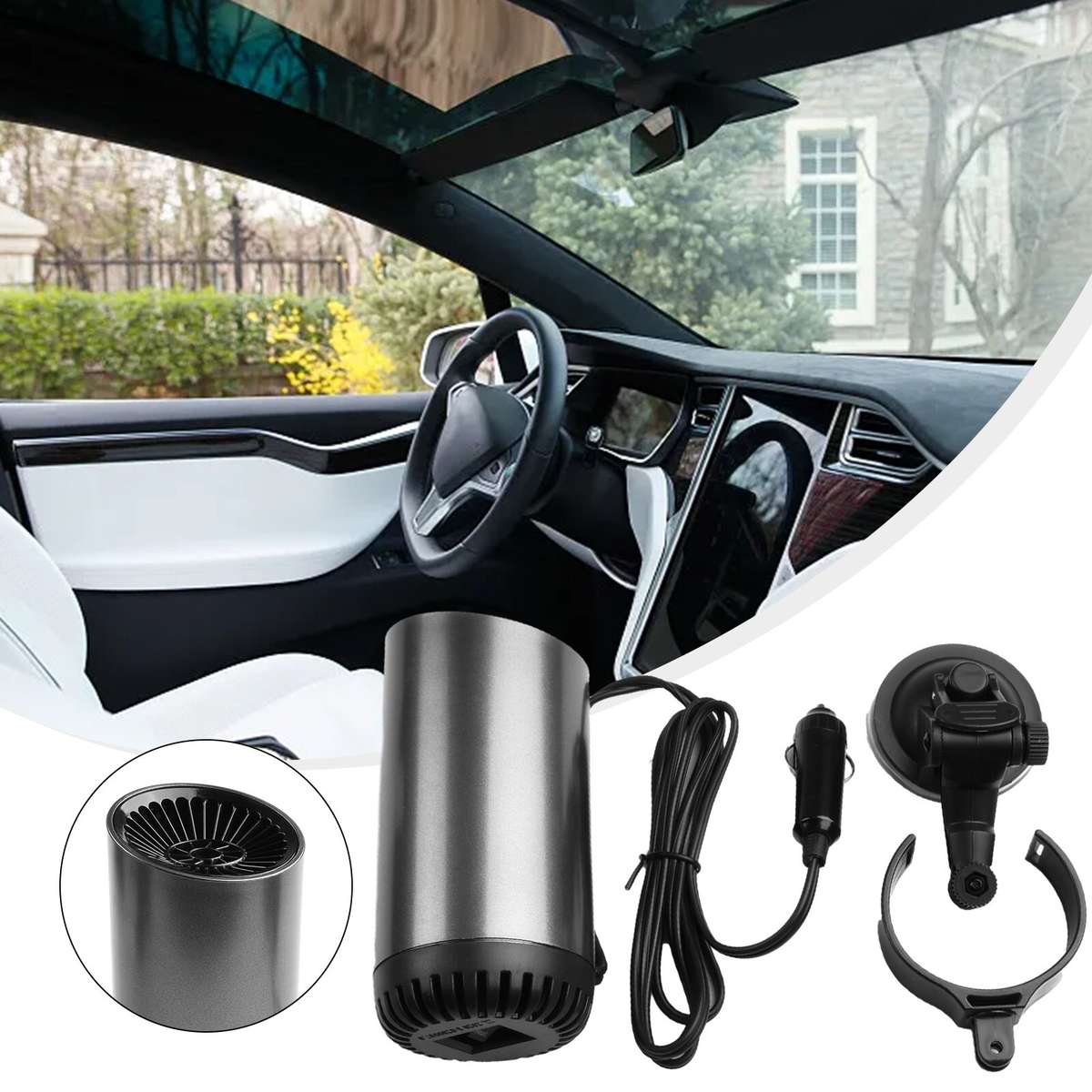Portable Electric Car Heater 12V USB Heating Fan Defogger Defroster,Demi