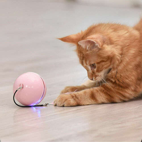 Smart Rechargeable Interactive Cat Toy Colorful LED Self Rotating Catnip Ball