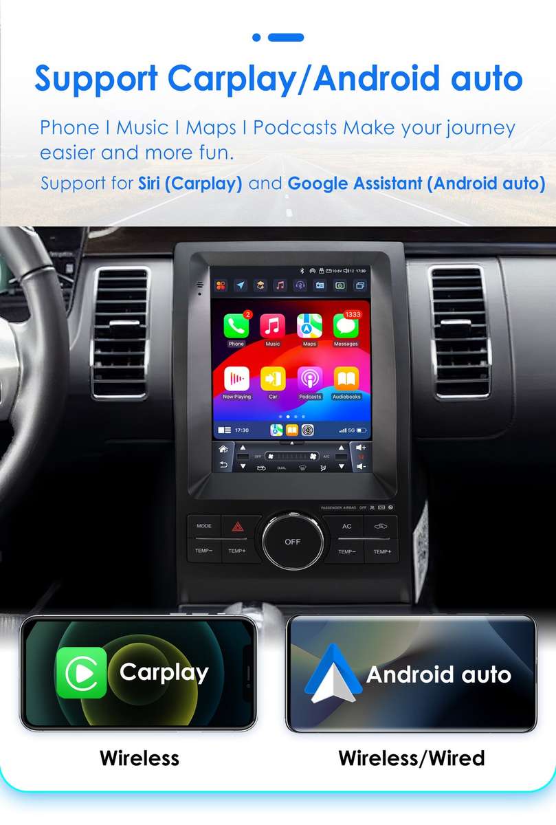 9.7" Screen Carplay For Ford Taurus 2010-2019 GPS Navi Android 14 Car Radio 32GB