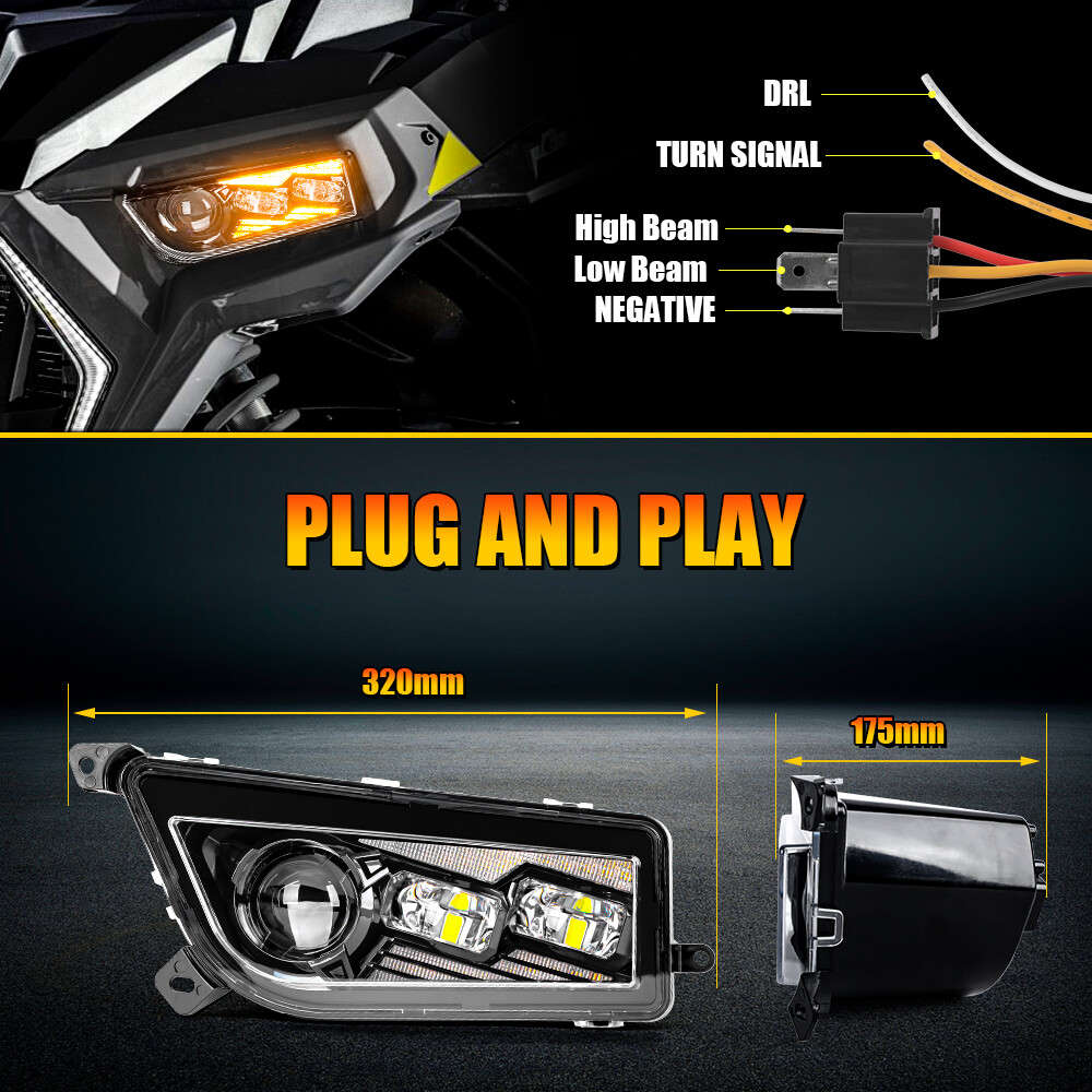 for Polaris RZR XP 1000/4 1000/XP Turbo/Turbo S /4 turbo /900 LED Headlight