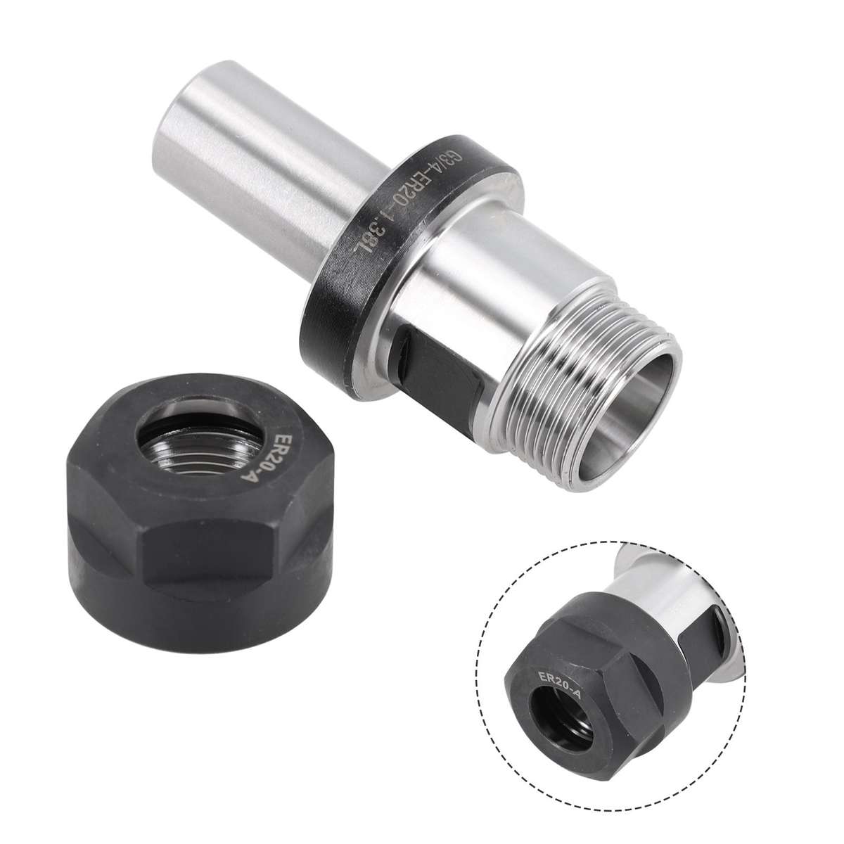 ER20-TTS Collet Chuck Tool Holder 34 Straight Shank Groove For-Balance