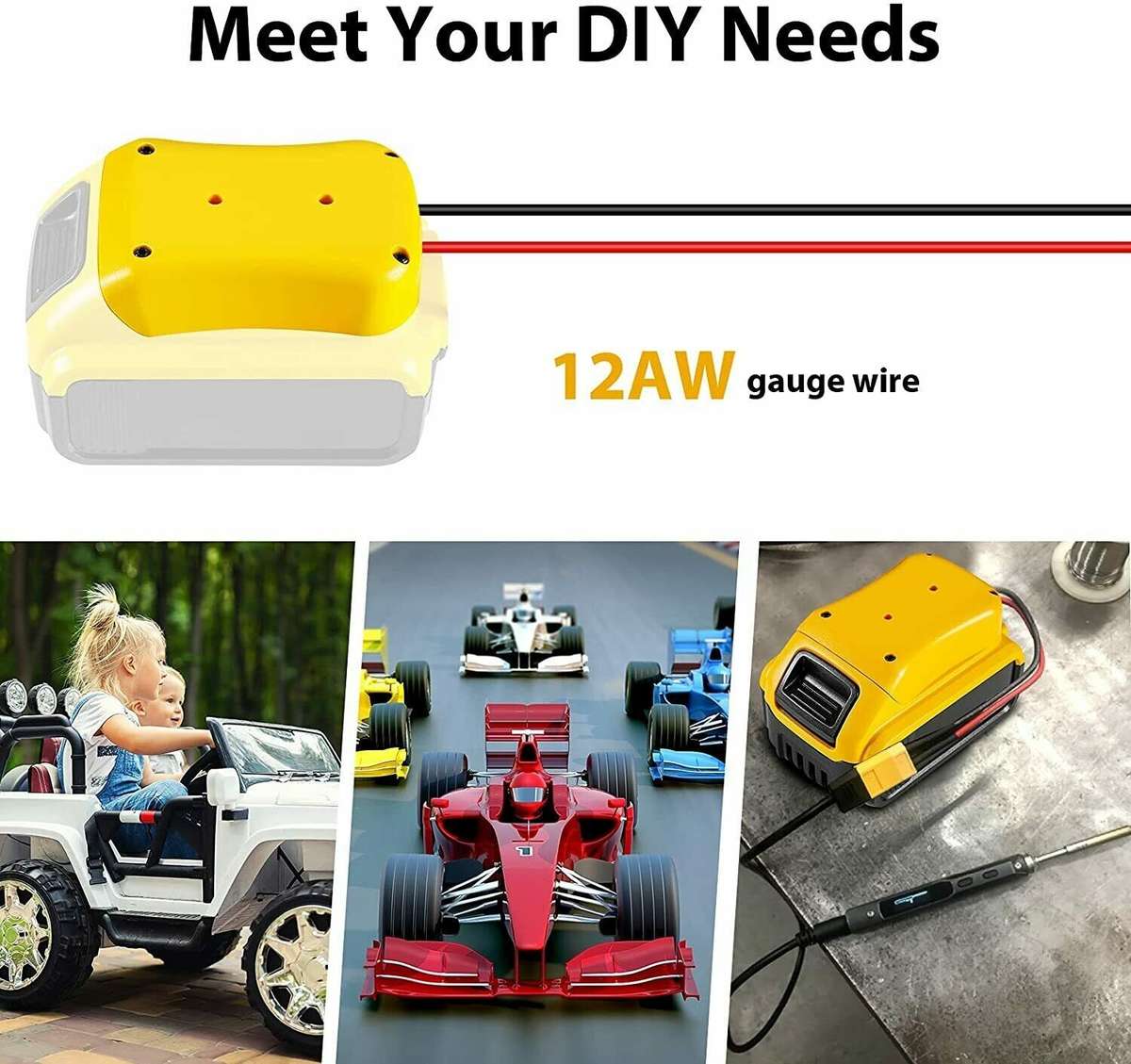 Battery Adapter To Dock Power Connector 12AWG Robotics For 18V/20V-Max