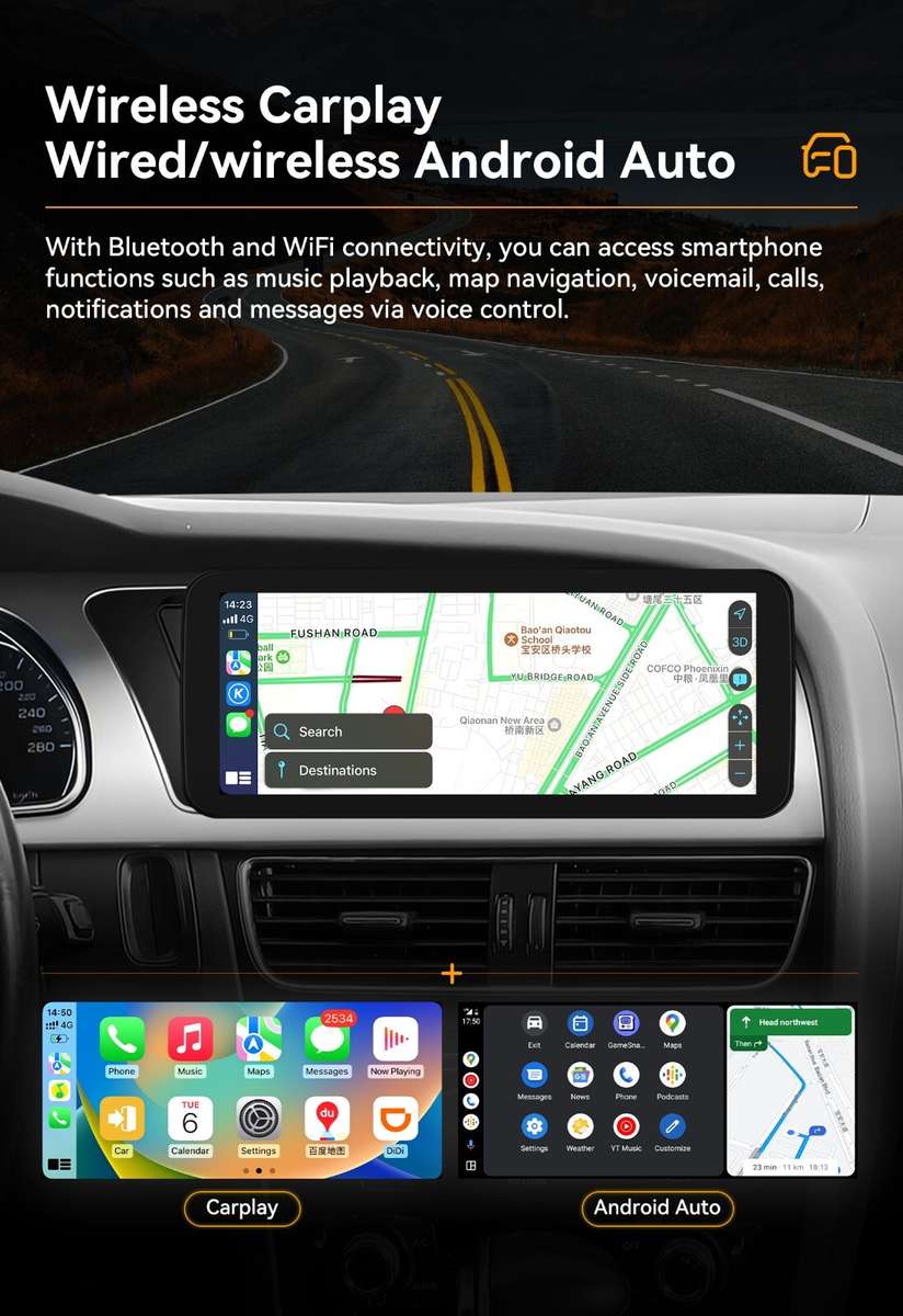 10.25" Screen Android 13 Carplay Car Radio GPS SWC for Audi A4 A5 S4 RS5 2009-16
