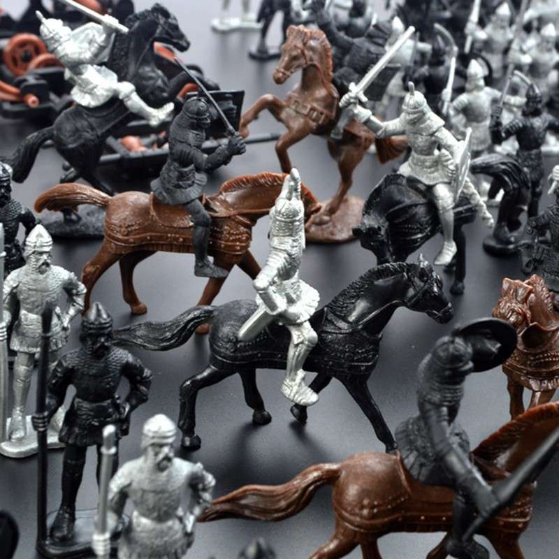 28pcs/set Medieval Knights Soldiers Cavalry Horses Warriors Figure Model Toy