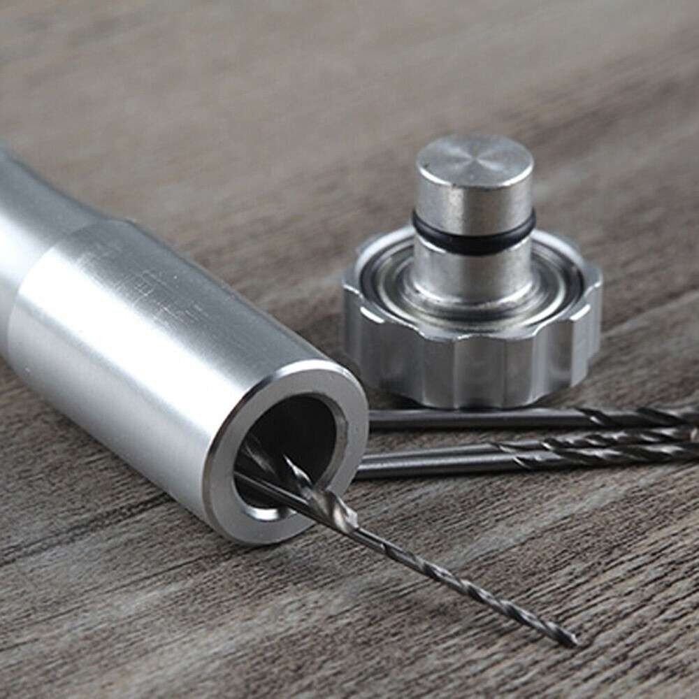Aluminum Silver Pin Vise Hand Push Drill Chuck For Jewelry Tool&10PCS Micro Bits