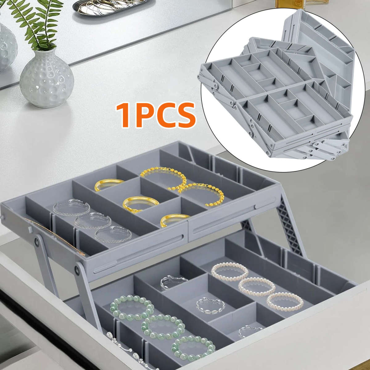 2 Tier Collapsible Drawer Organizer