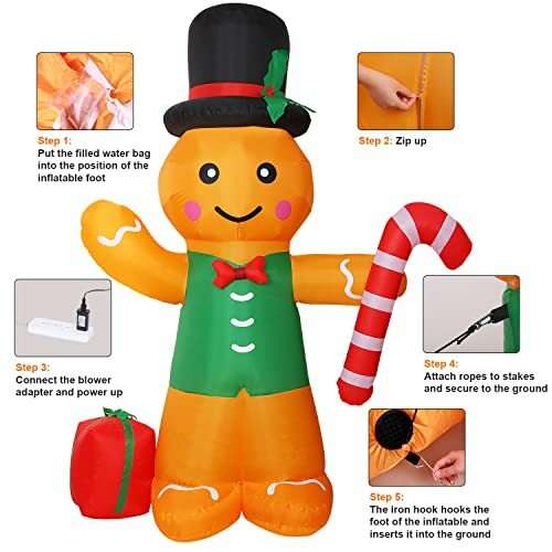 8Ft Christmas Gingerbread Man Decorations Outdoor 8Ft Christmas Inflatables