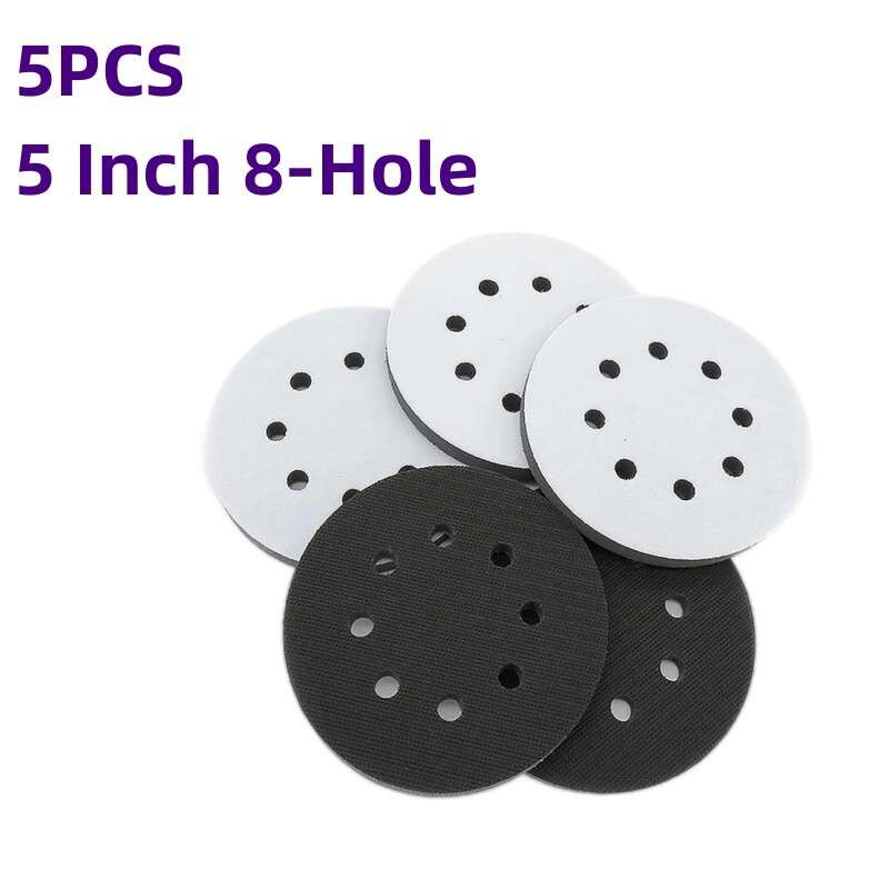 5 Inch 8-Hole Soft Sponge Interface Pad Hook&Loop Sanding Discs for Sanding Pads
