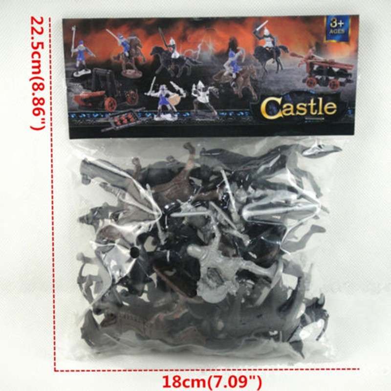 28pcs/set Medieval Knights Soldiers Cavalry Horses Warriors Figure Model Toy