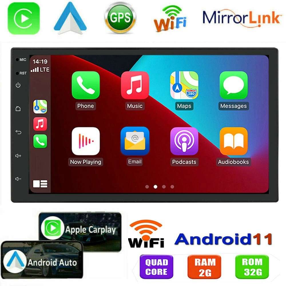 Double 2Din Android 11 Apple Carplay Car Radio Player GPS Navi Stereo Bluetooth