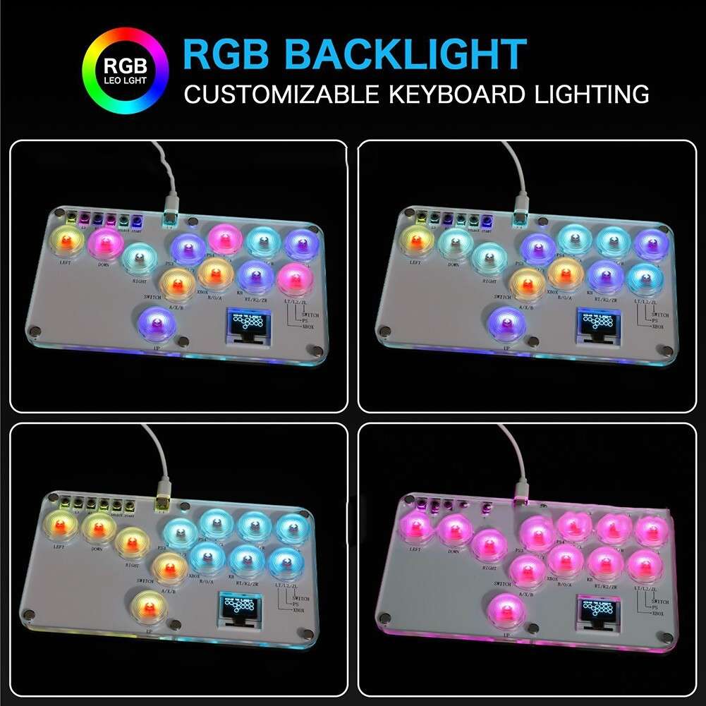 Customizable RGB Fighting Keyboard For PS4 For Switch Steam Deck Gaming