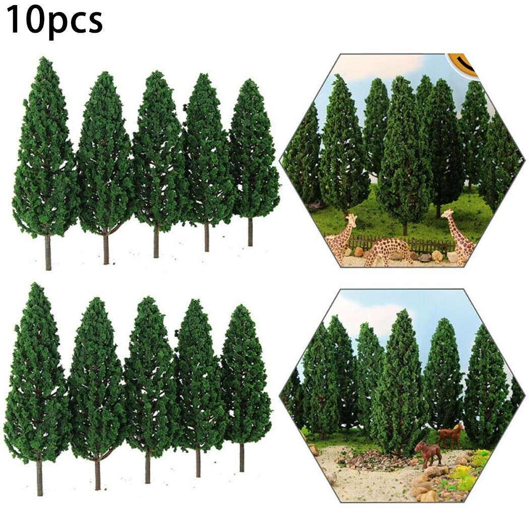 10x 15cm Model Pine Trees Green For O G Scale Railway Scenery Layout