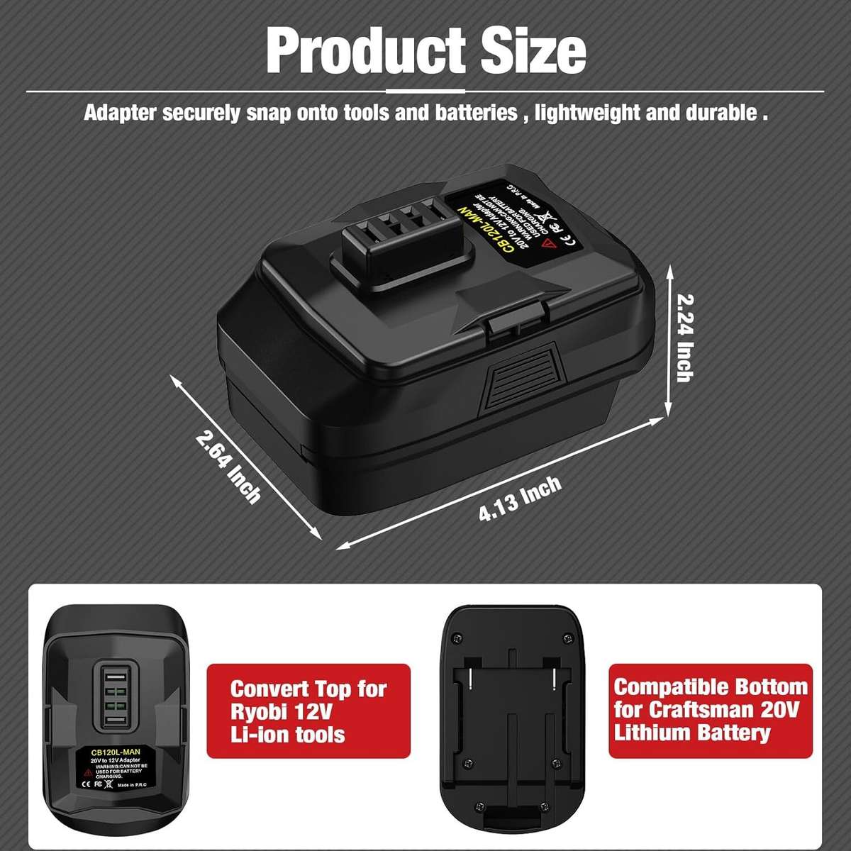 Adapter for Craftsman 20V Li-ion Battery Converter to for Ryobi 12V Power tools