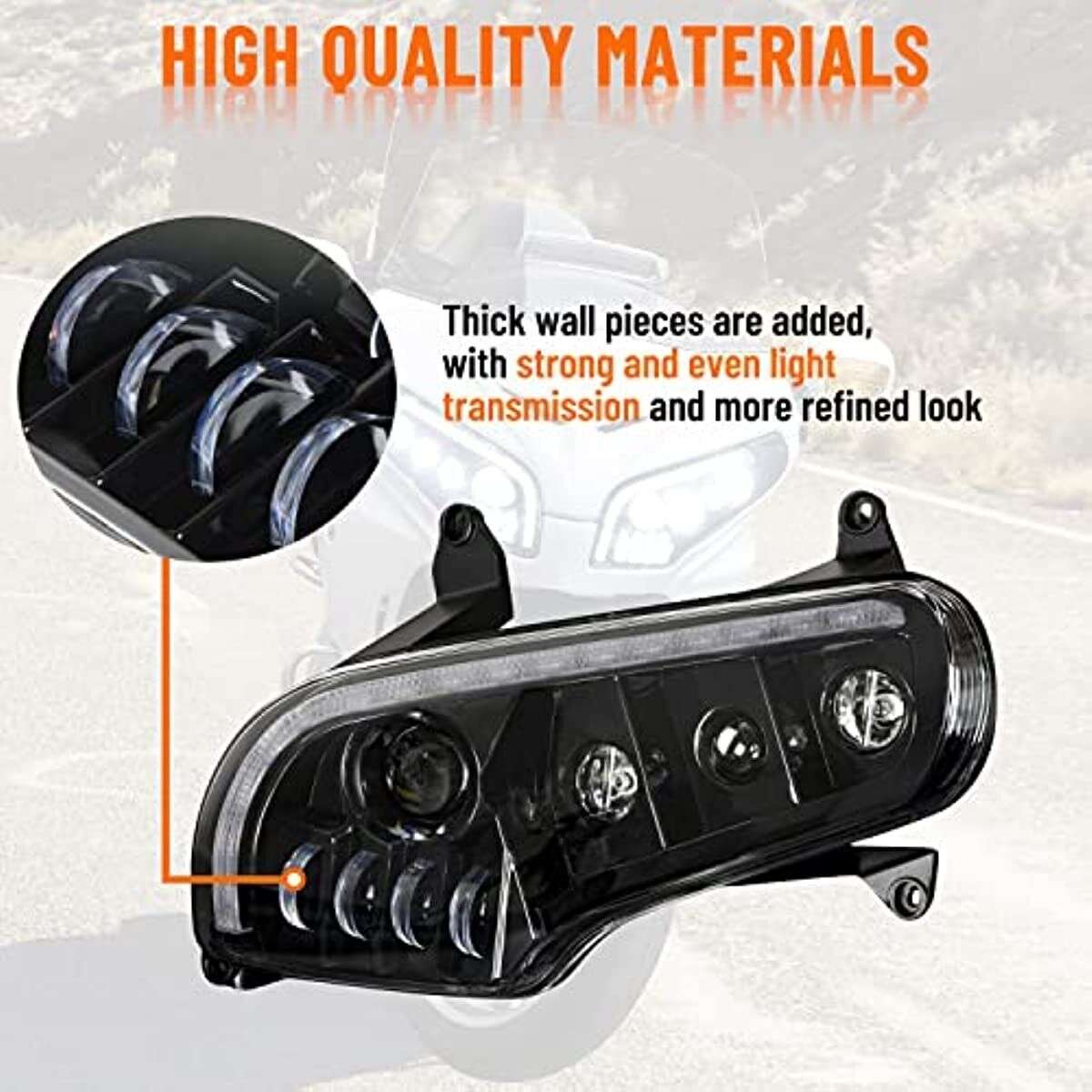 Motorcycle Headlight Assembly Headlamp For Honda GL1800 Goldwing 2001 - 2017