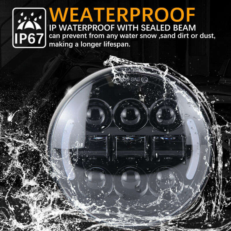 for Harley Sportster XL 883 1200 Dyna Black 5-3/4" 5.75 LED Headlight High Low