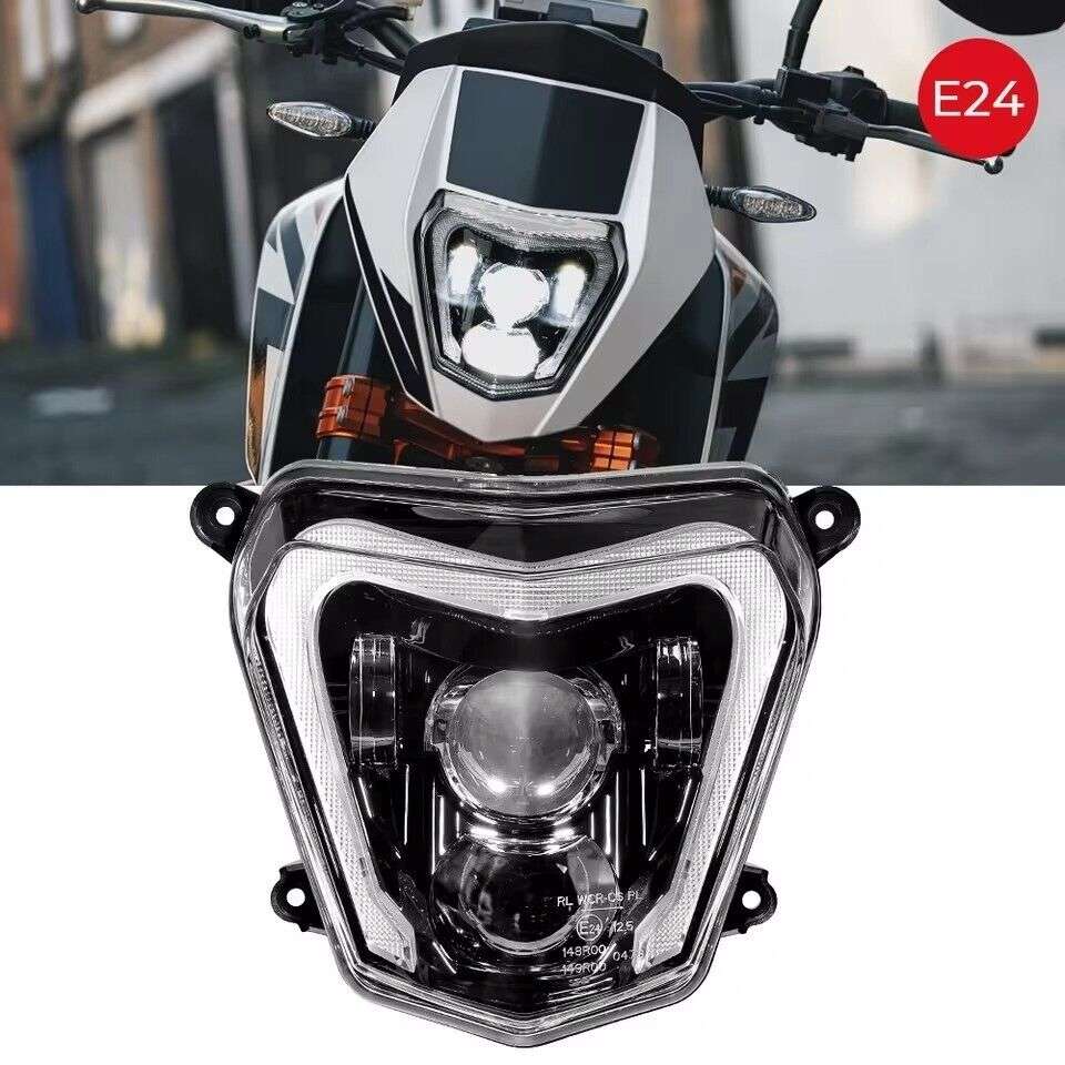 LED Headlight Hi/Low w/Angel Eyes DRL Assembly Kit For KTM Duke 690 2012-2019