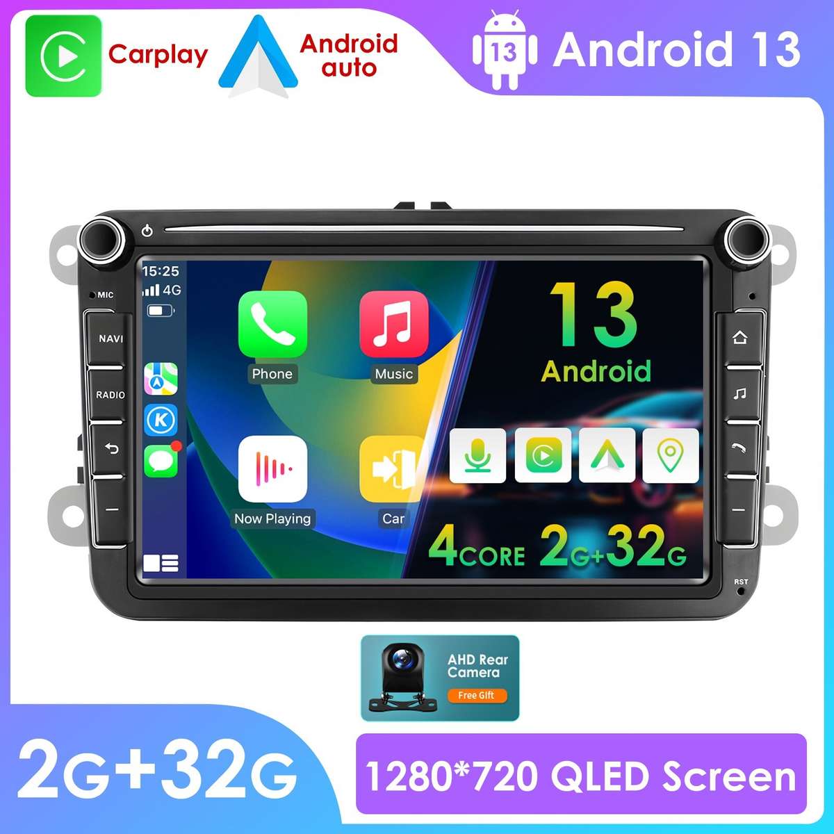 32GB For VW Golf MK5 6 Jetta Polo Apple Carplay Android 13 Car Radio GPS +Camera