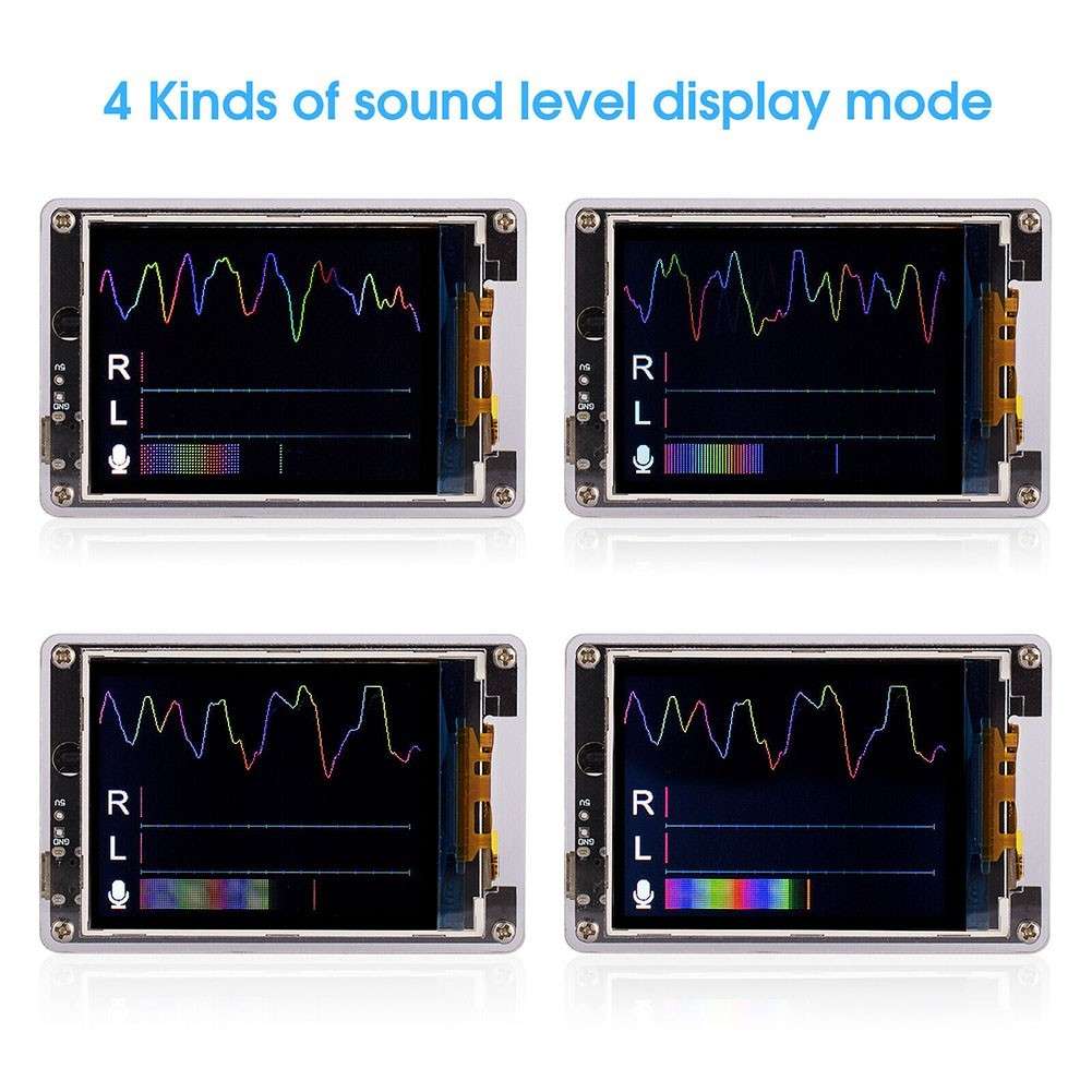 MIC+LINE Sound Level Meter Clock Stereo Audio Display Music Spectrum Visualizer